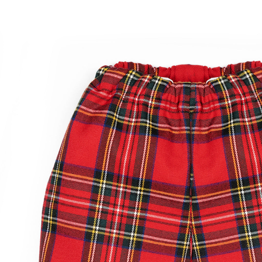 Pantaloni all'inglese con elastico in tartan rosso