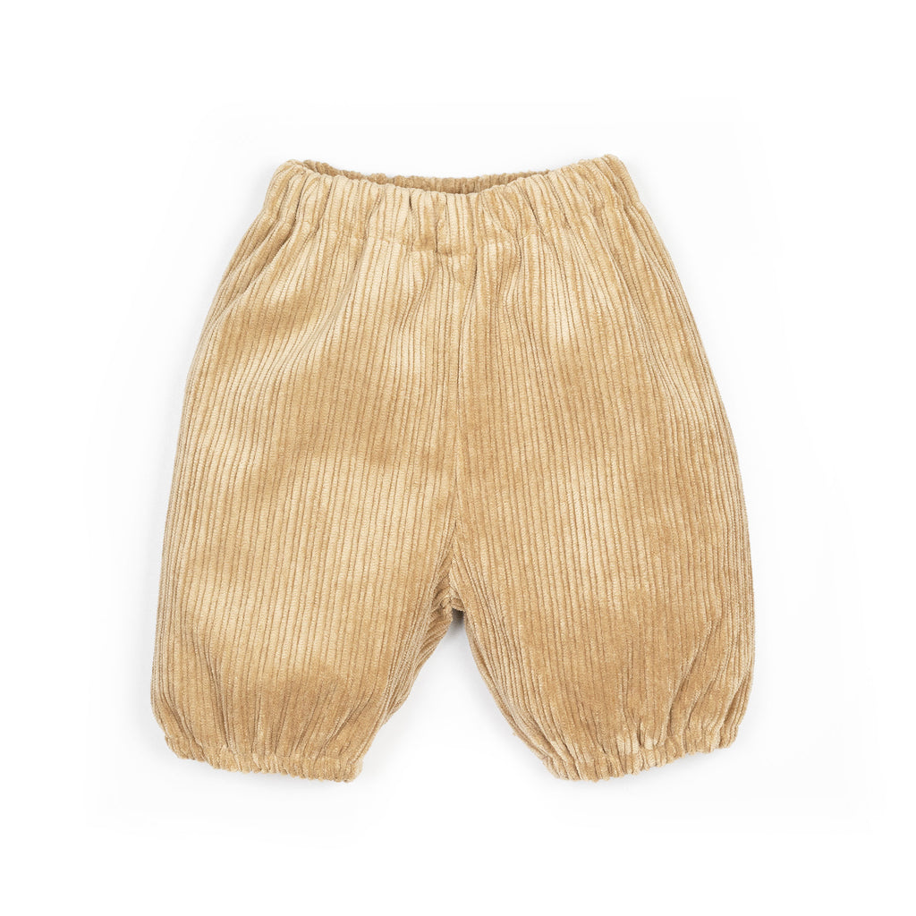 Pantaloni all'inglese con elastico in velluto beige
