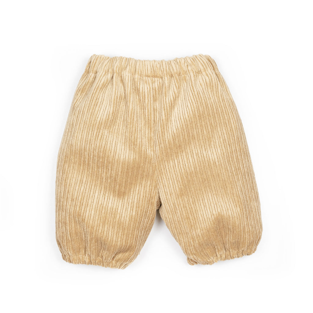 Pantaloni all'inglese con elastico in velluto beige