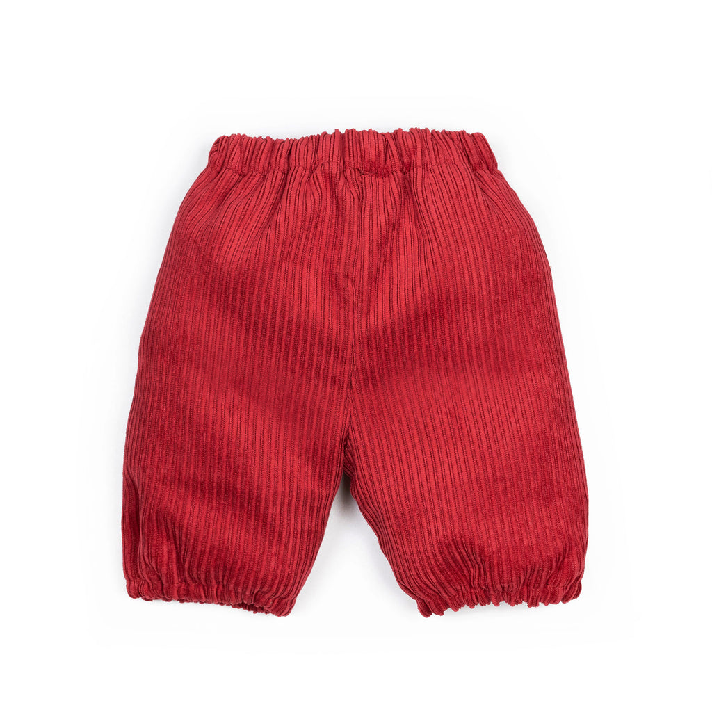 Pantaloni all'inglese con elastico in velluto rosso