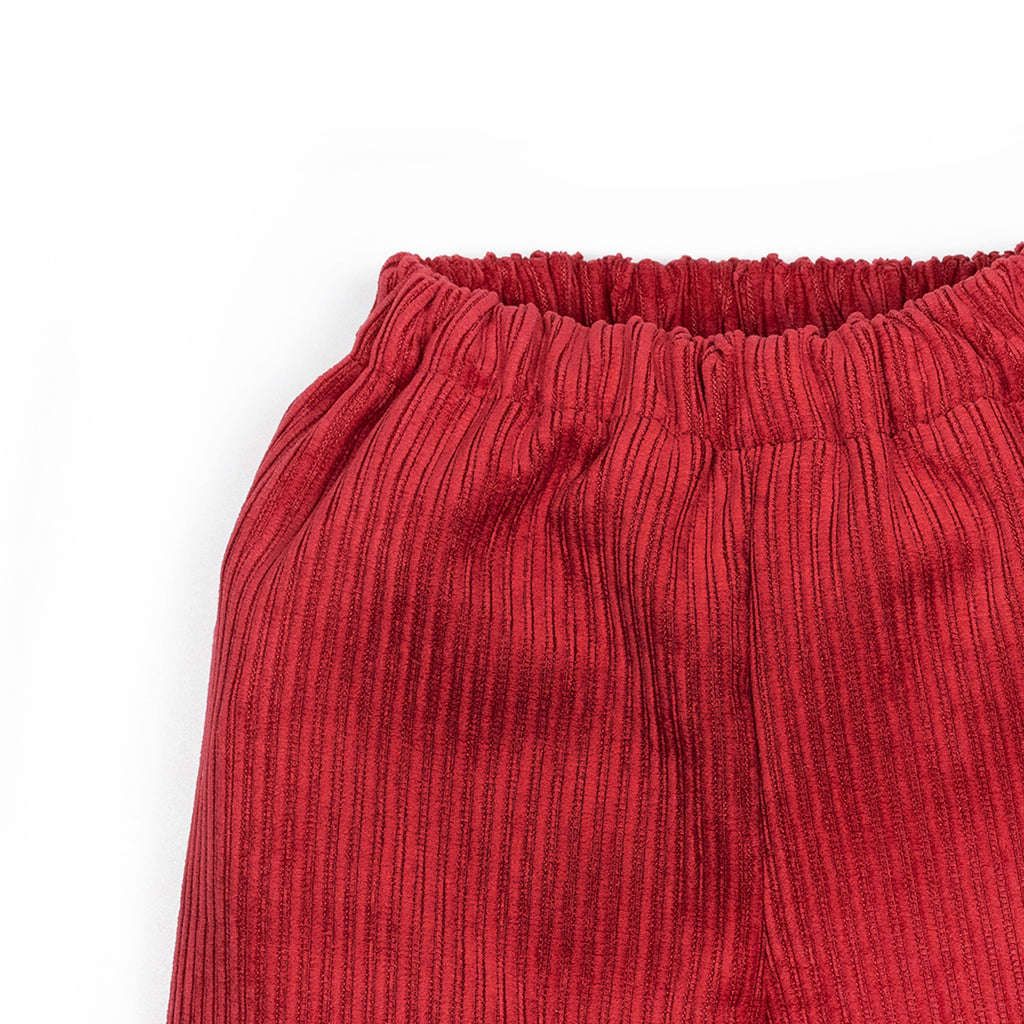 Pantaloni all'inglese con elastico in velluto rosso