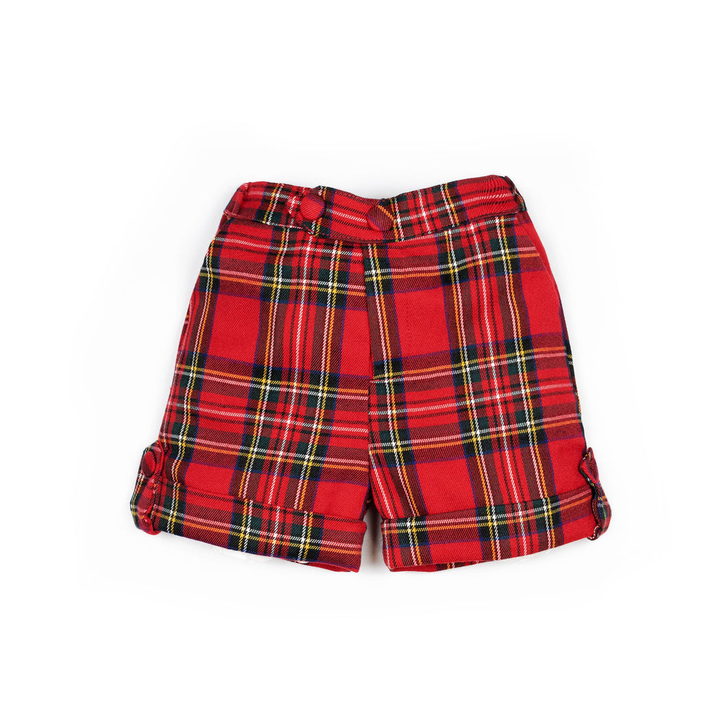 Pantaloni all'inglese corti in tartan rosso