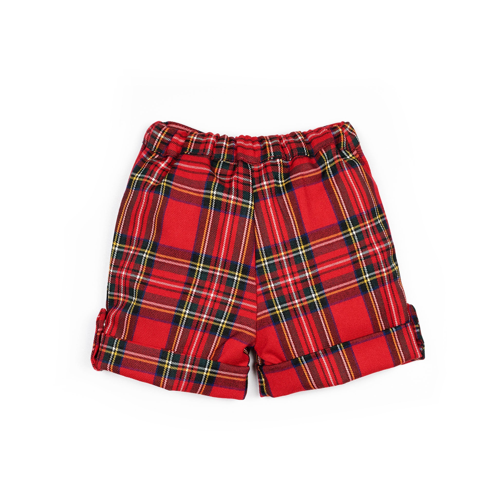 Pantaloni all'inglese corti in tartan rosso