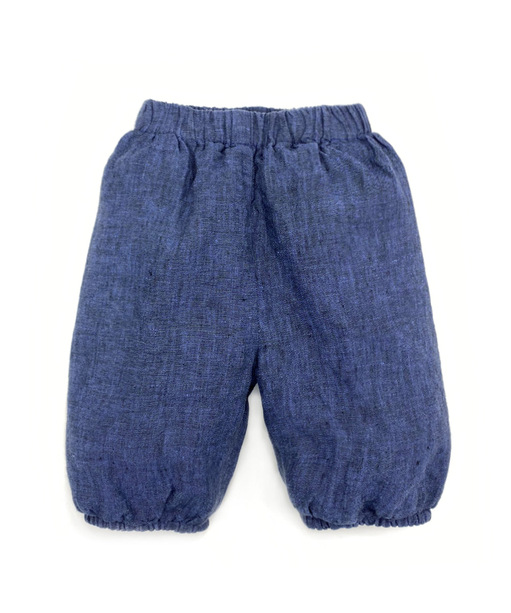 Pantaloni bambino lino blu