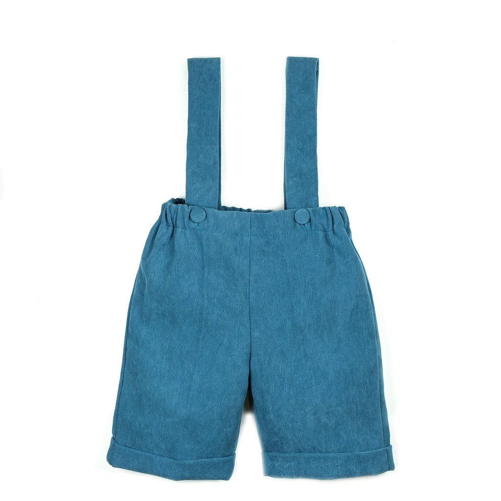 Pantaloni con bretelle all'inglese bluette