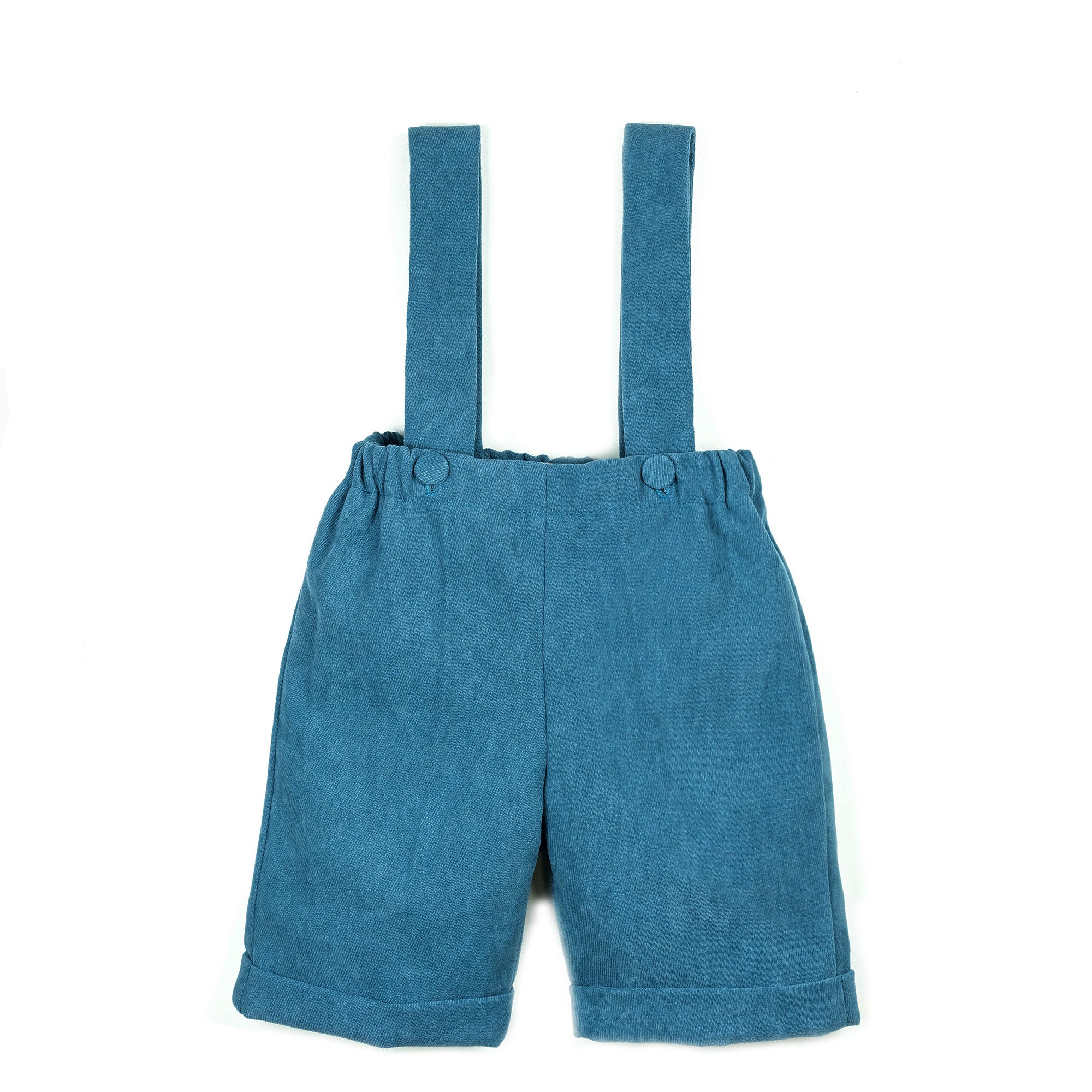 Pantaloni con bretelle all'inglese bluette