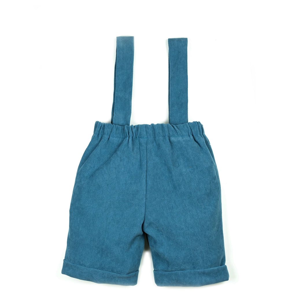 Pantaloni con bretelle all'inglese bluette