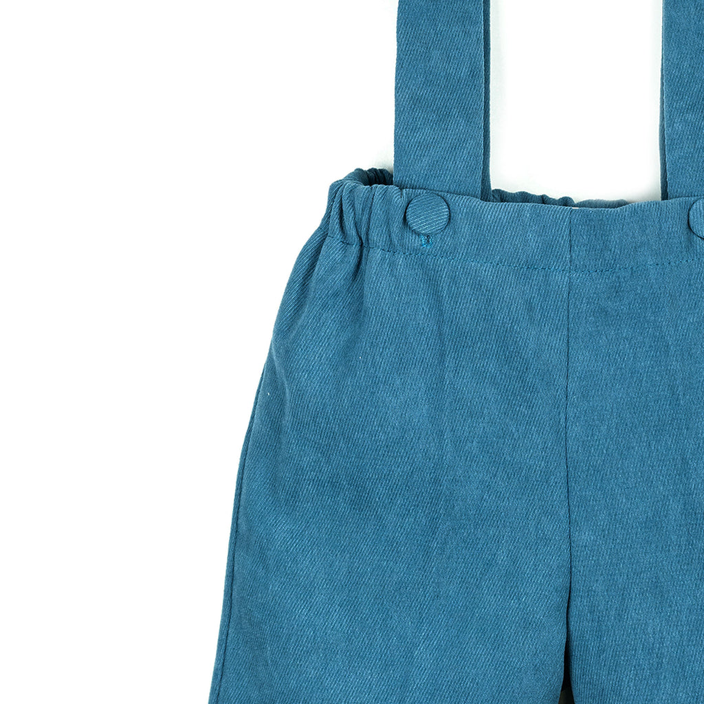 Pantaloni con bretelle all'inglese bluette