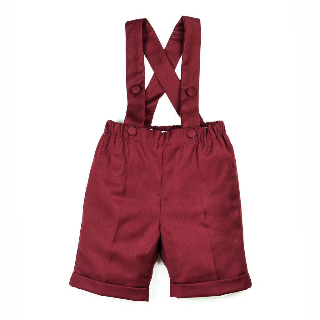 Pantaloni con bretelle all'inglese bordeaux