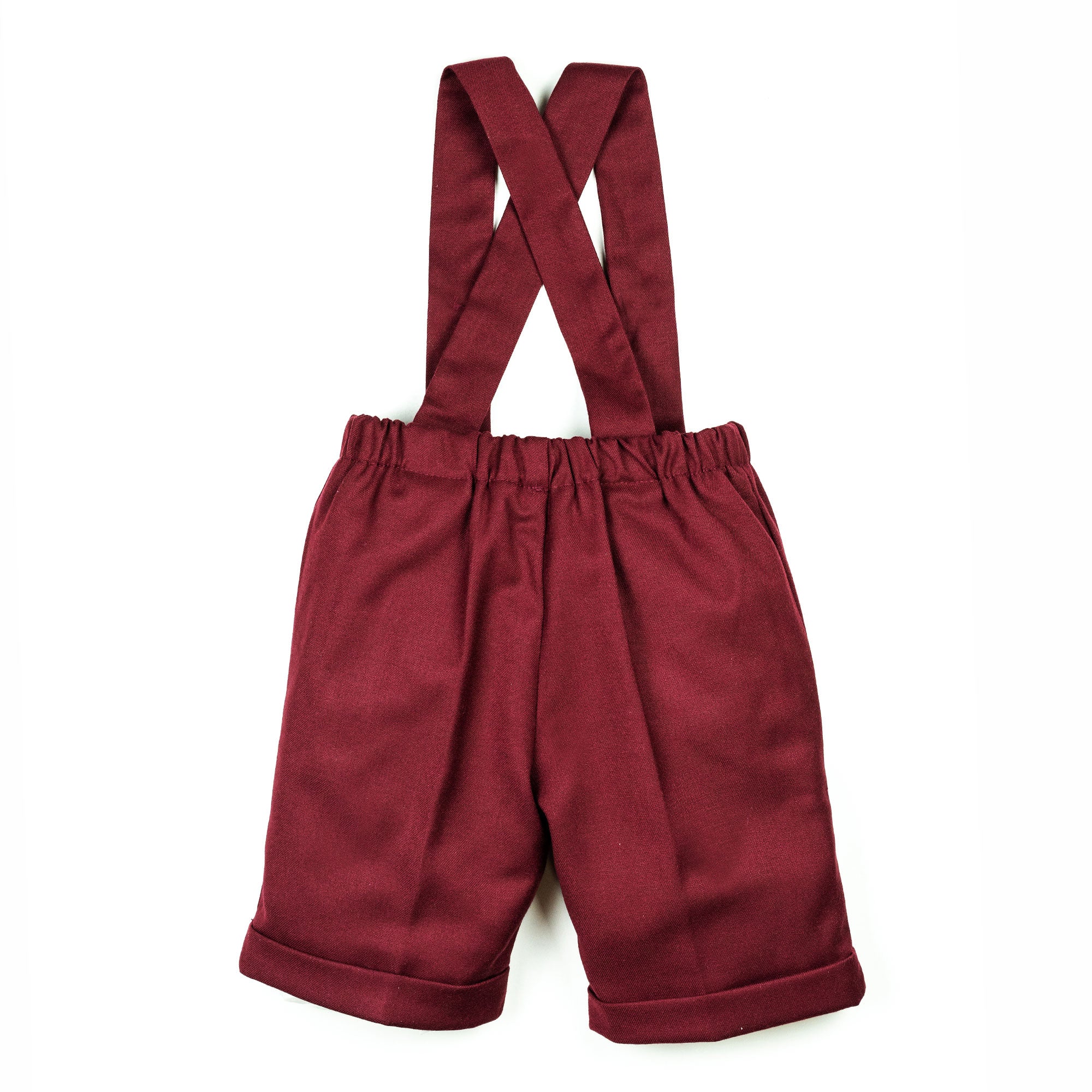 Pantaloni con bretelle all'inglese bordeaux