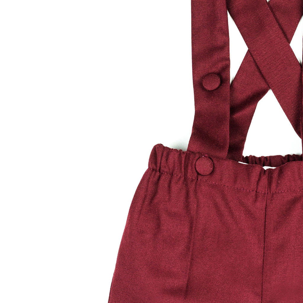 Pantaloni con bretelle all'inglese bordeaux