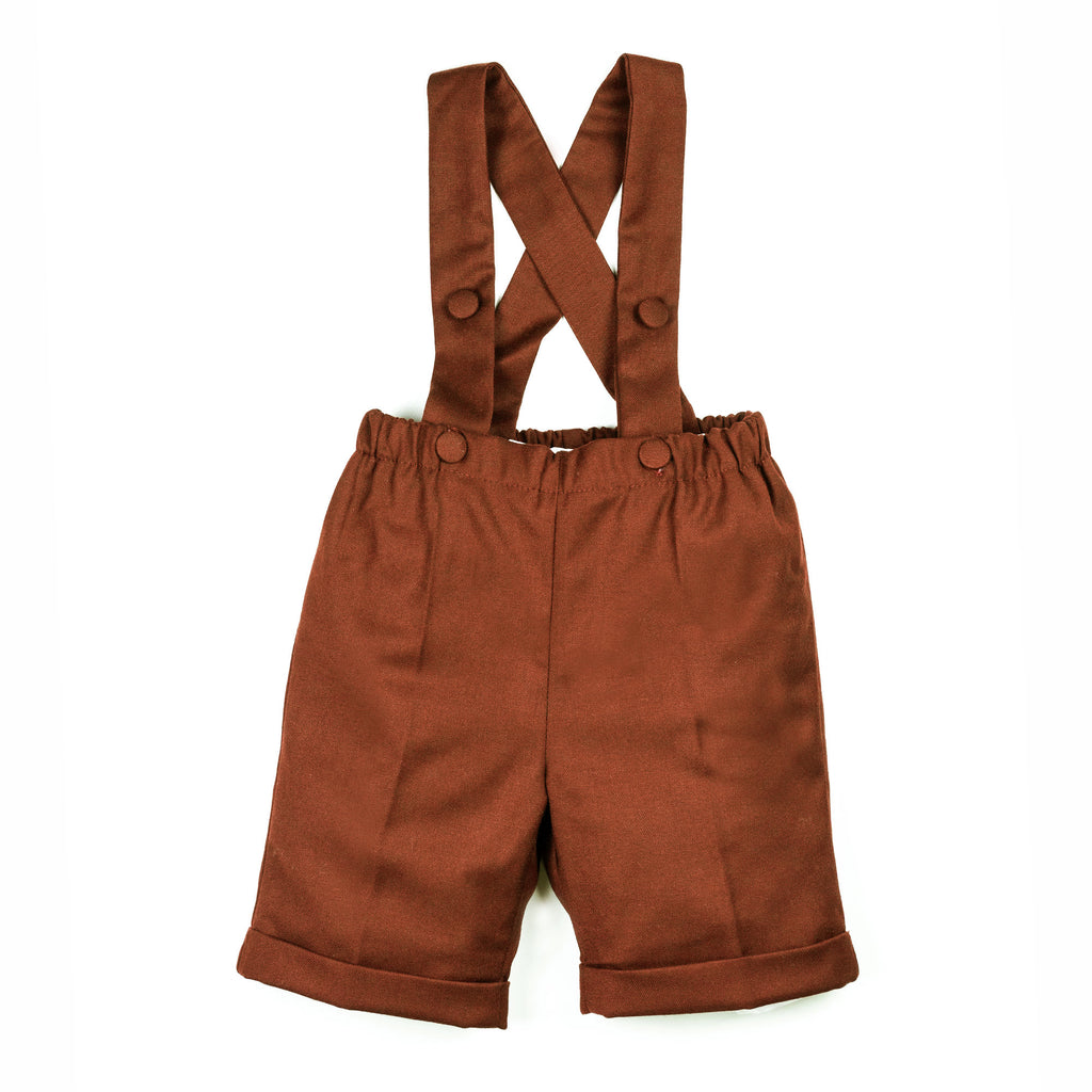 Pantaloni con bretelle all'inglese marrone