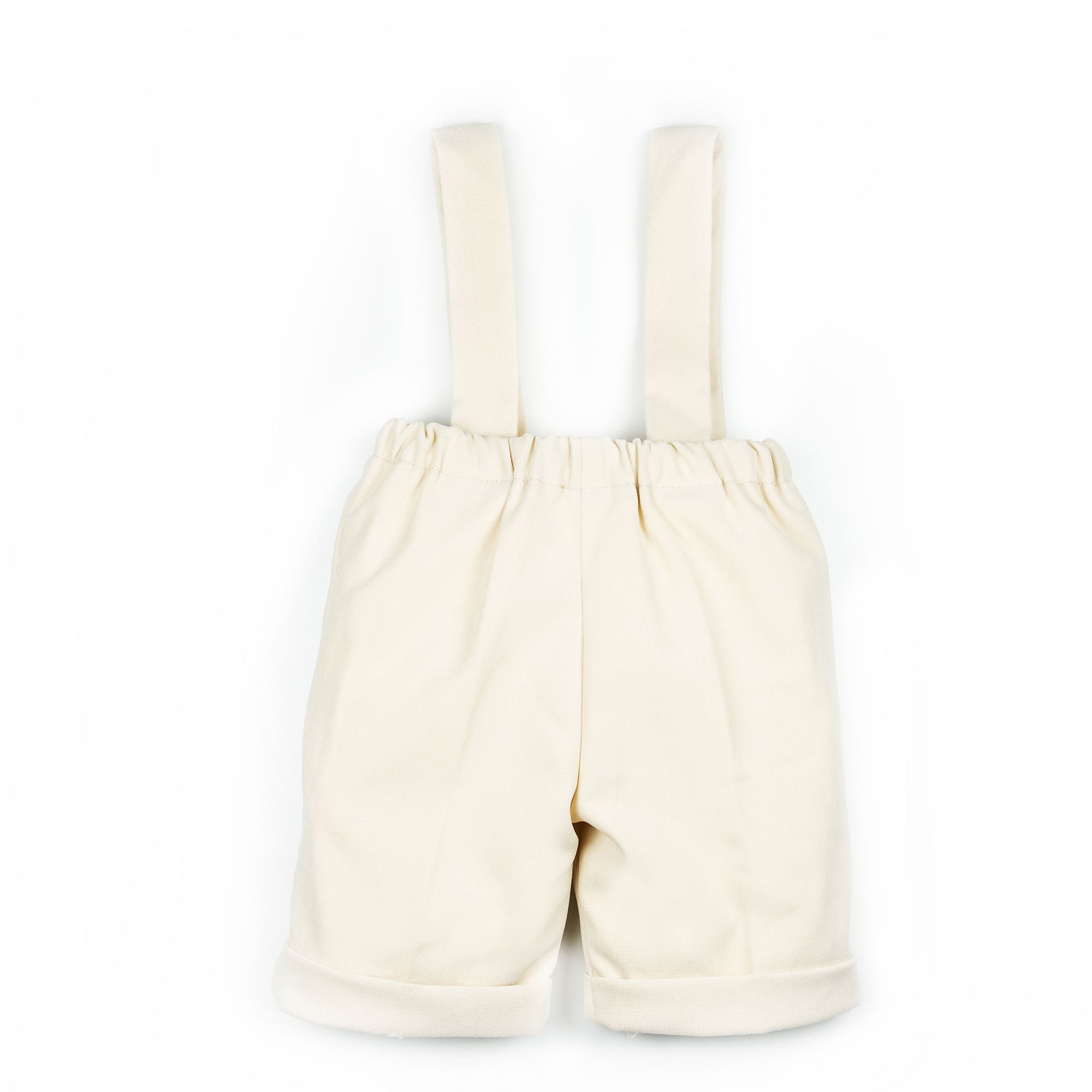 Pantaloni con bretelle all'inglese panna