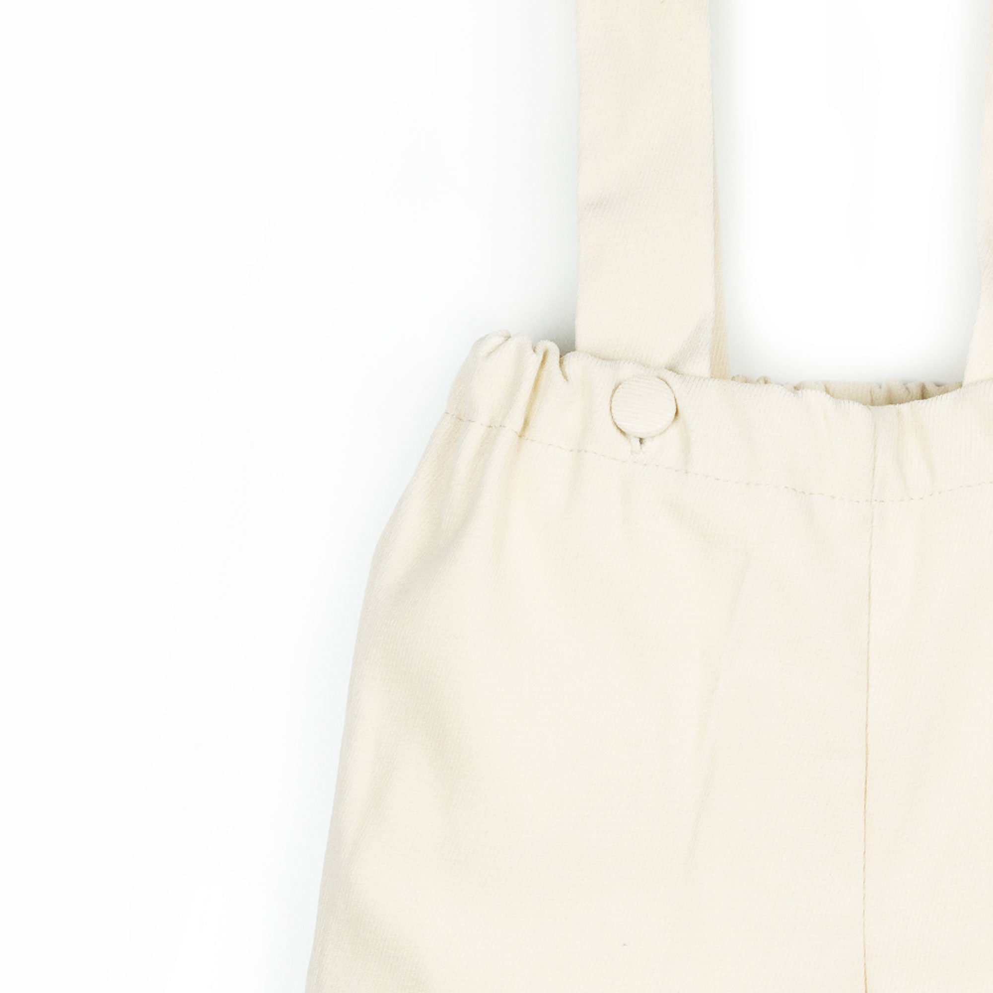 Pantaloni con bretelle all'inglese panna