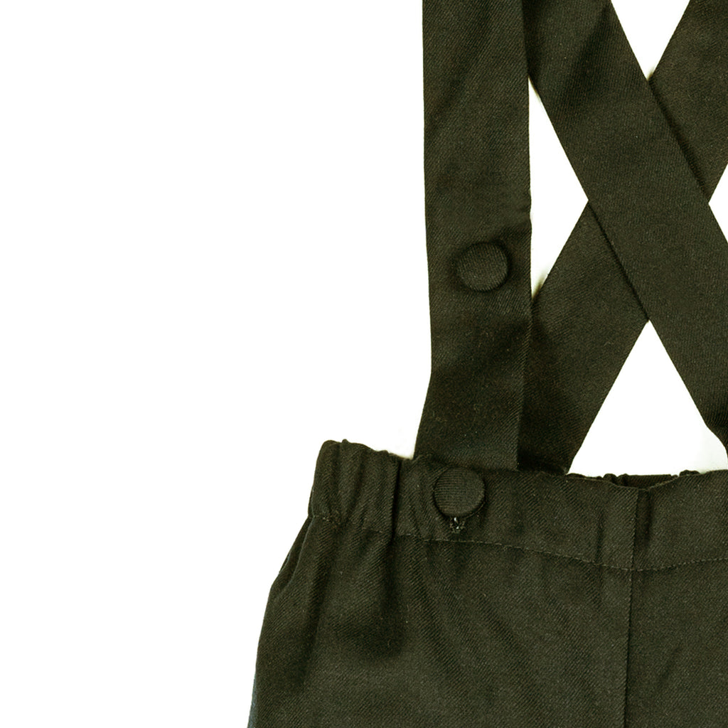 Pantaloni con bretelle all'inglese verde