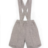 Pantaloni con bretelle lino sabbia