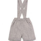 Pantaloni con bretelle lino sabbia