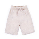 Pantaloni con cintura fiocco lino sabbia