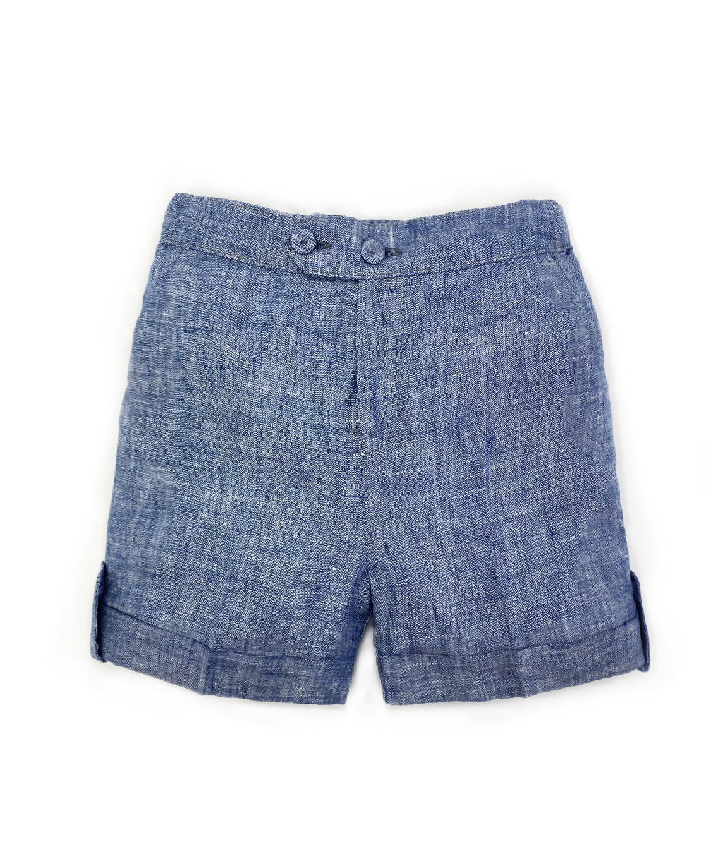 Pantaloni corti lino blu jeans