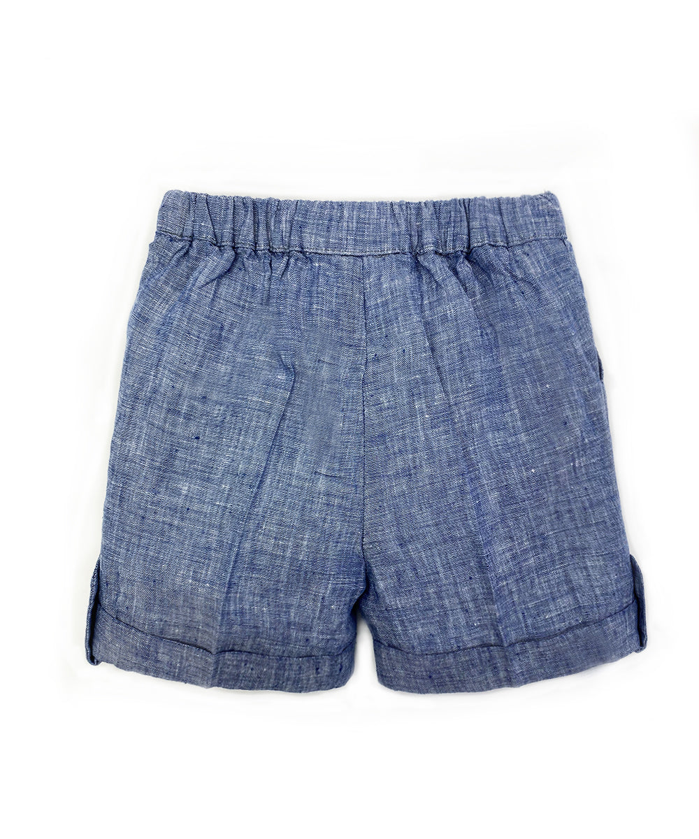 Pantaloni corti lino blu jeans