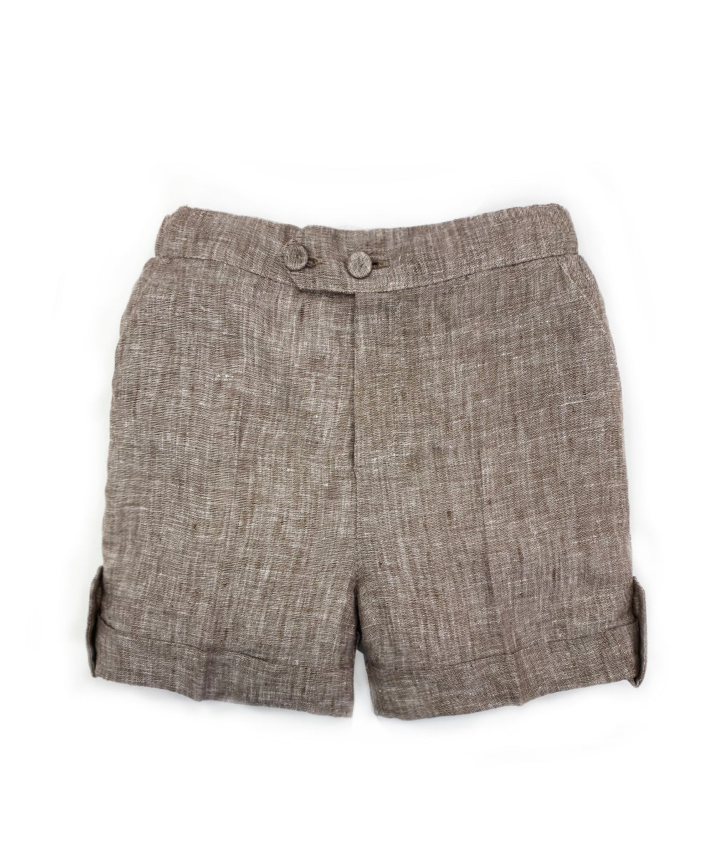 Pantaloni corti lino marrone