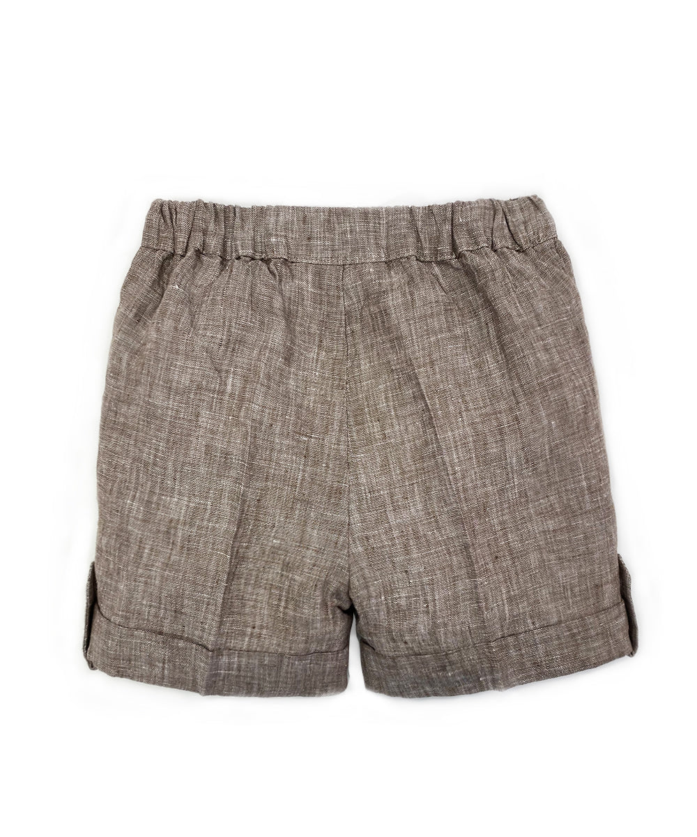 Pantaloni corti lino marrone