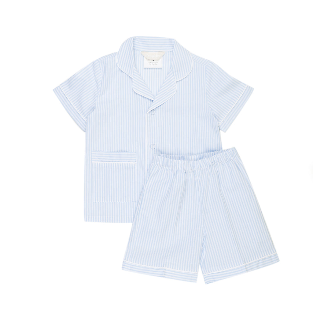 Pigiama sartoriale bambino/a righe celeste