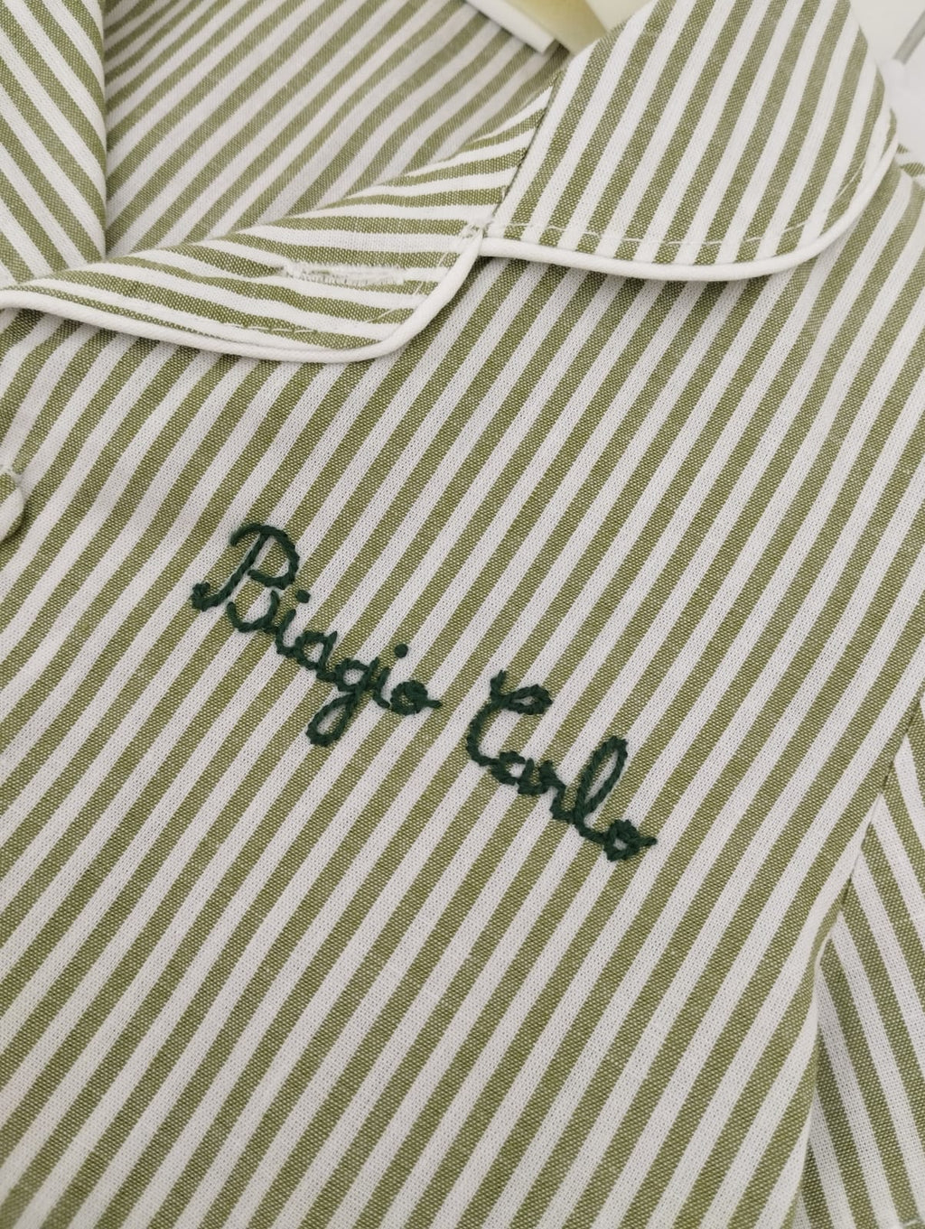 Pigiama sartoriale bambino/a righe verde