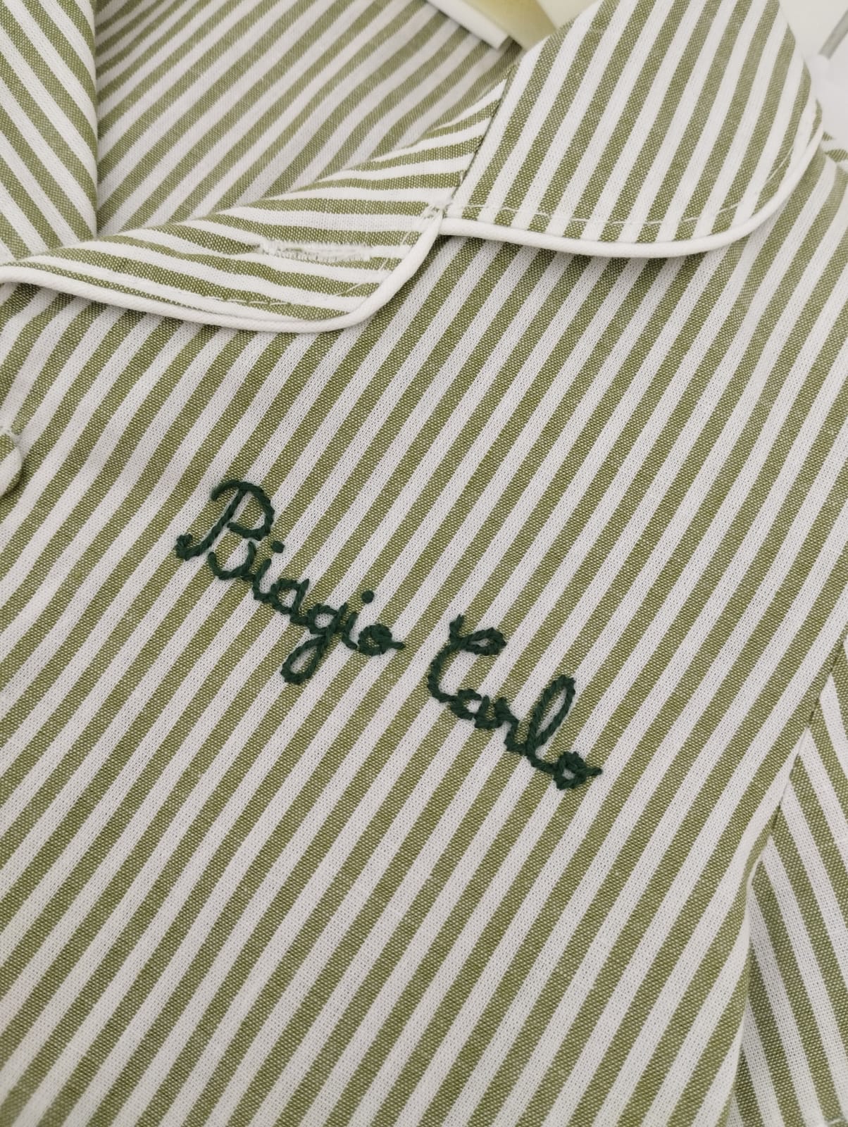 Pigiama sartoriale bambino/a righe verde