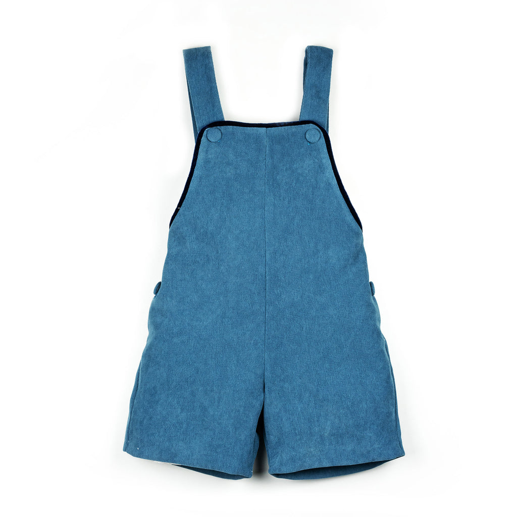 Salopette in velluto bluette con profilo blu