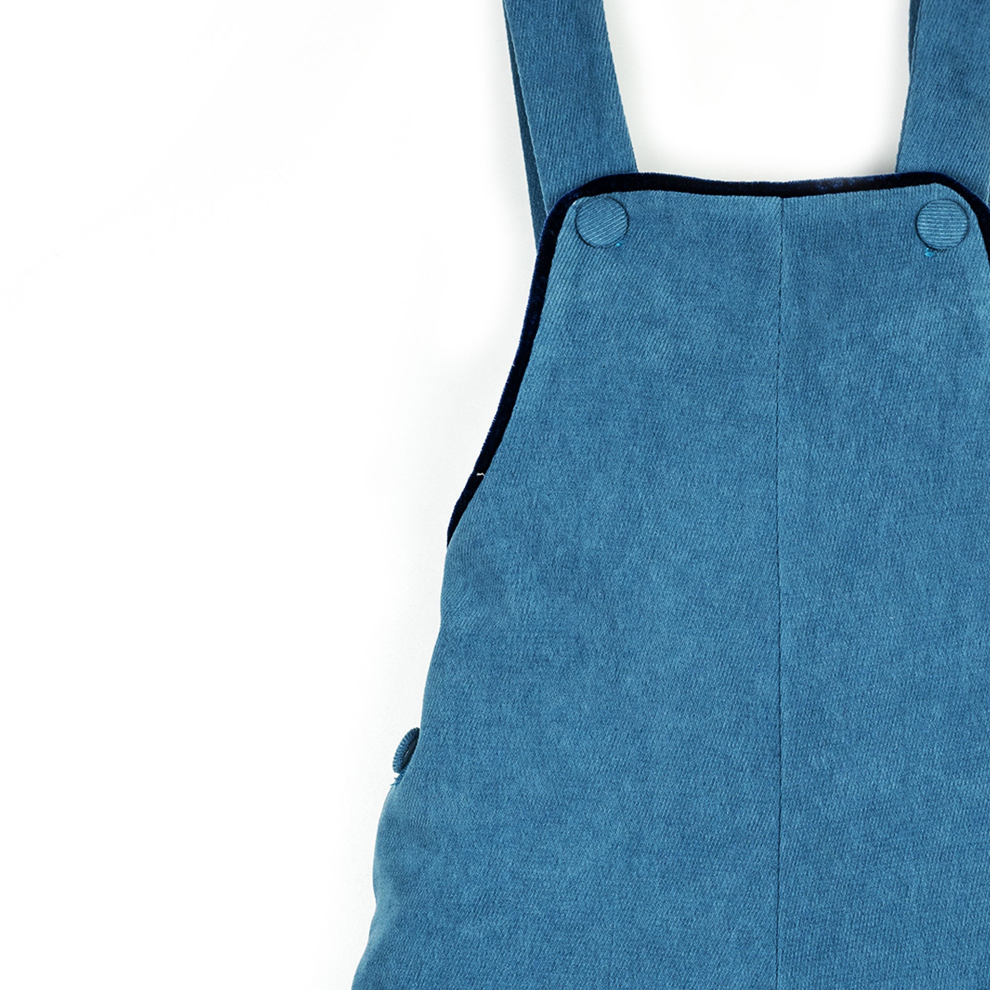 Salopette in velluto bluette con profilo blu