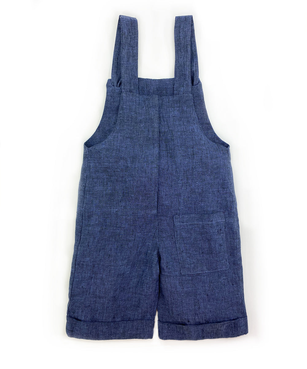 Salopette bambino lino blu