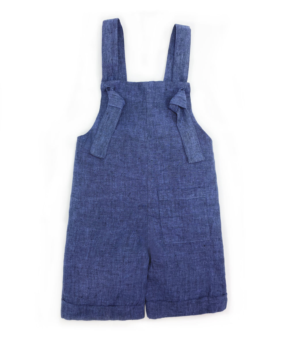 Salopette bambino lino blu
