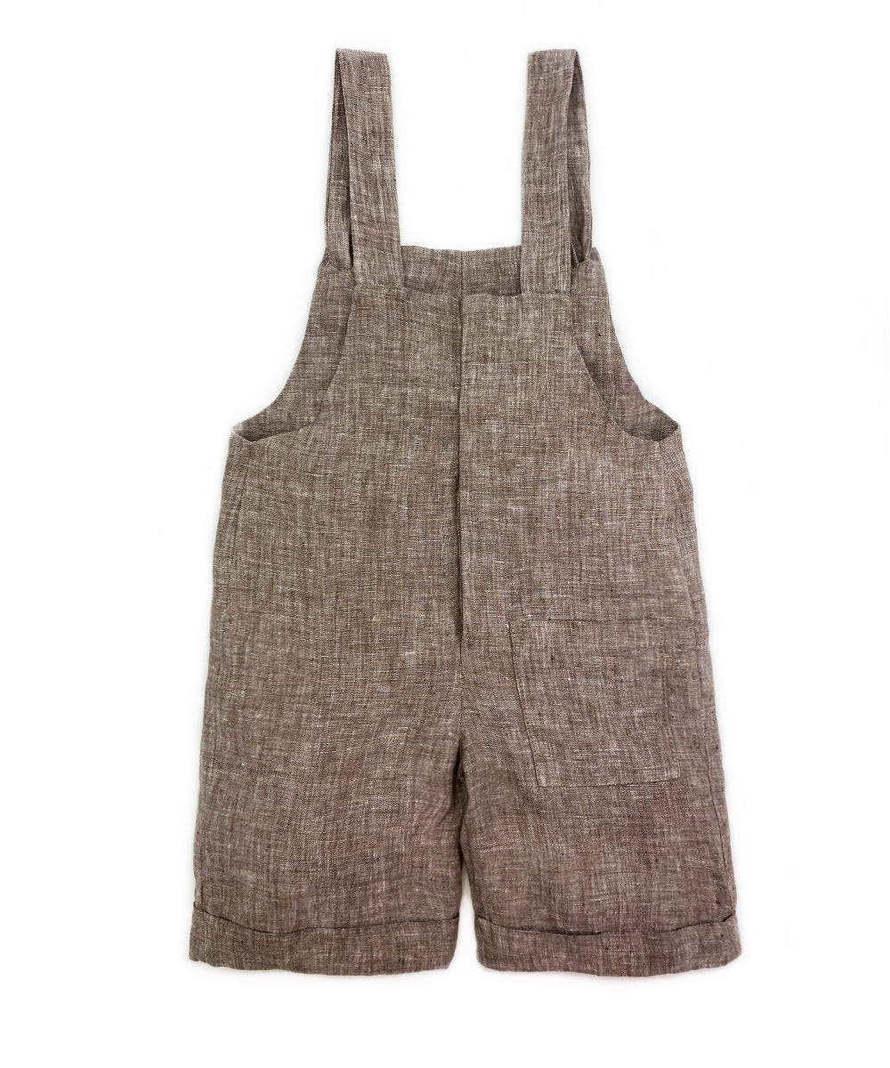 Salopette bambino lino marrone