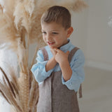 Salopette bambino lino marrone