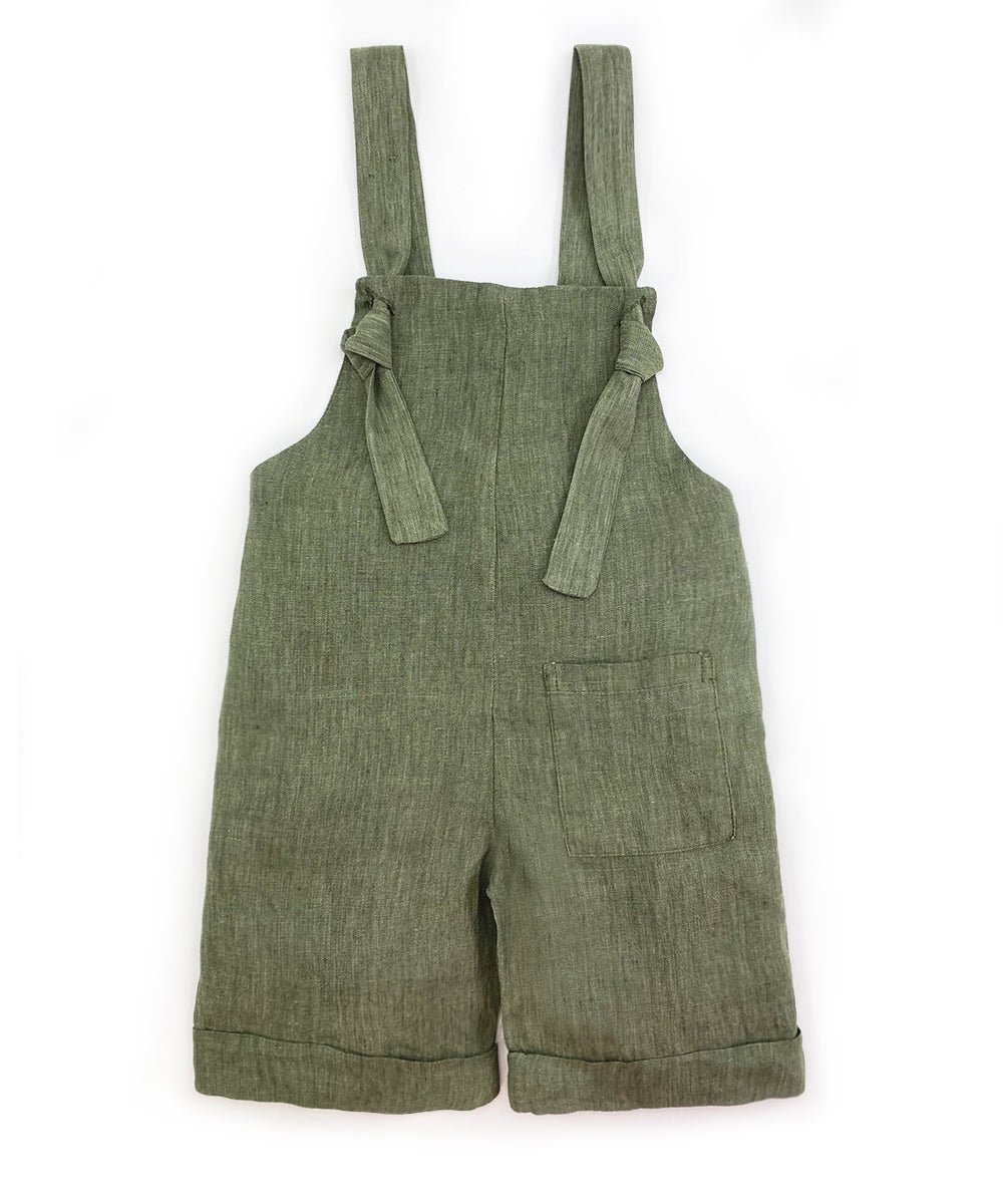 Salopette bambino lino verde militare