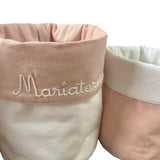 Set cestini reversibili con ricamo campo fiorito