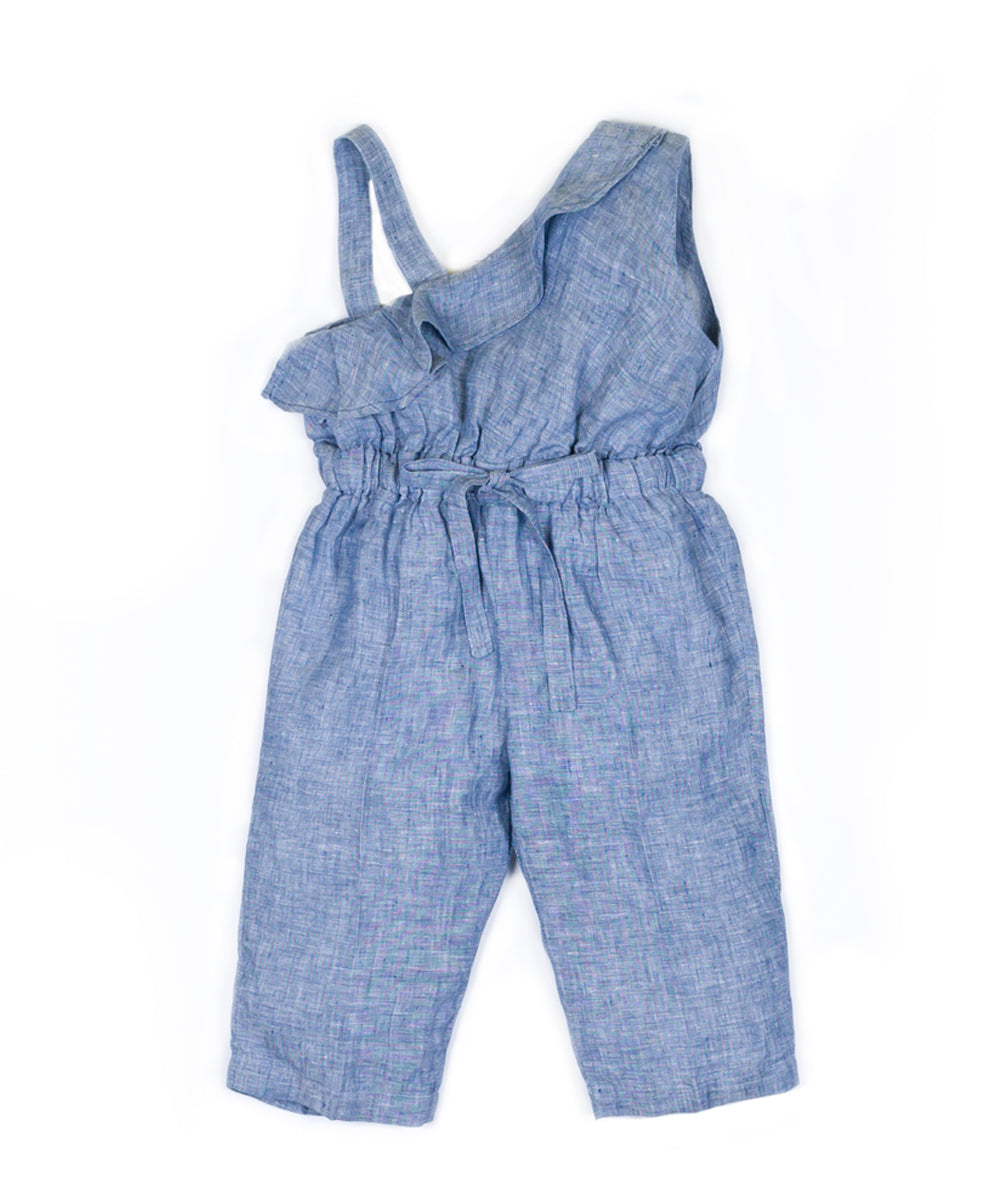 Tuta bambina lino blu jeans