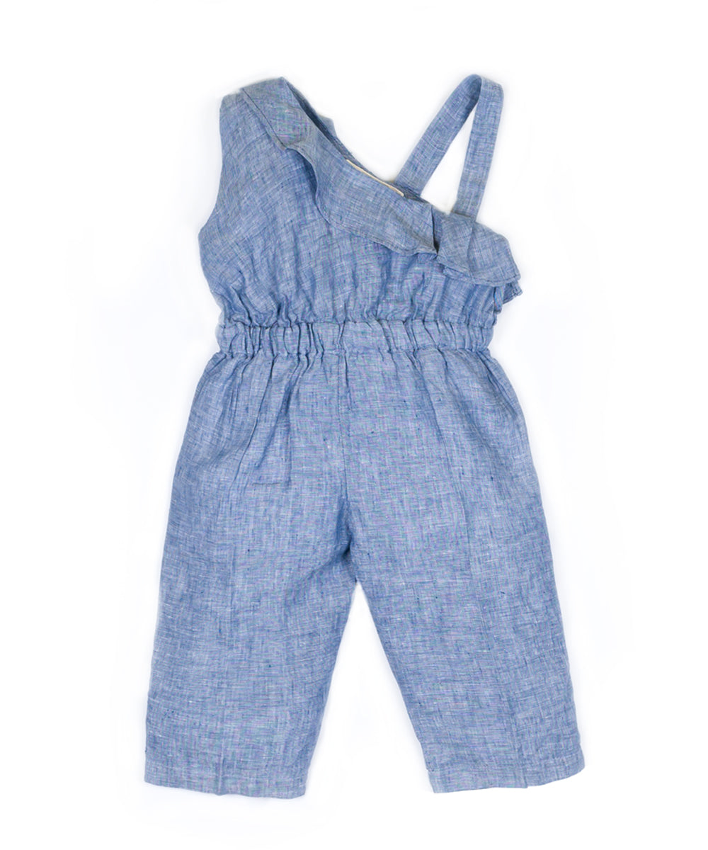 Tuta bambina lino blu jeans