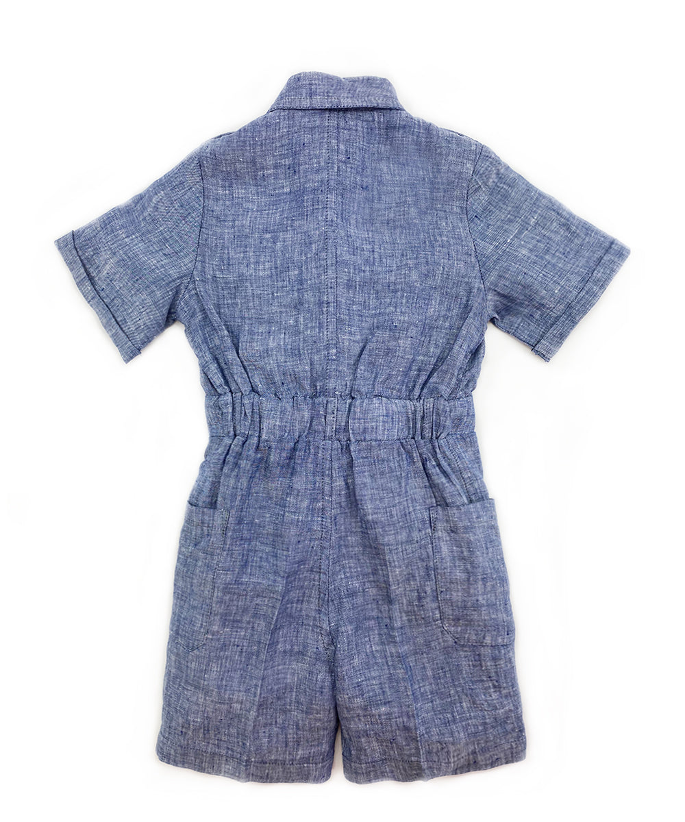 Tuta bambino lino blu jeans