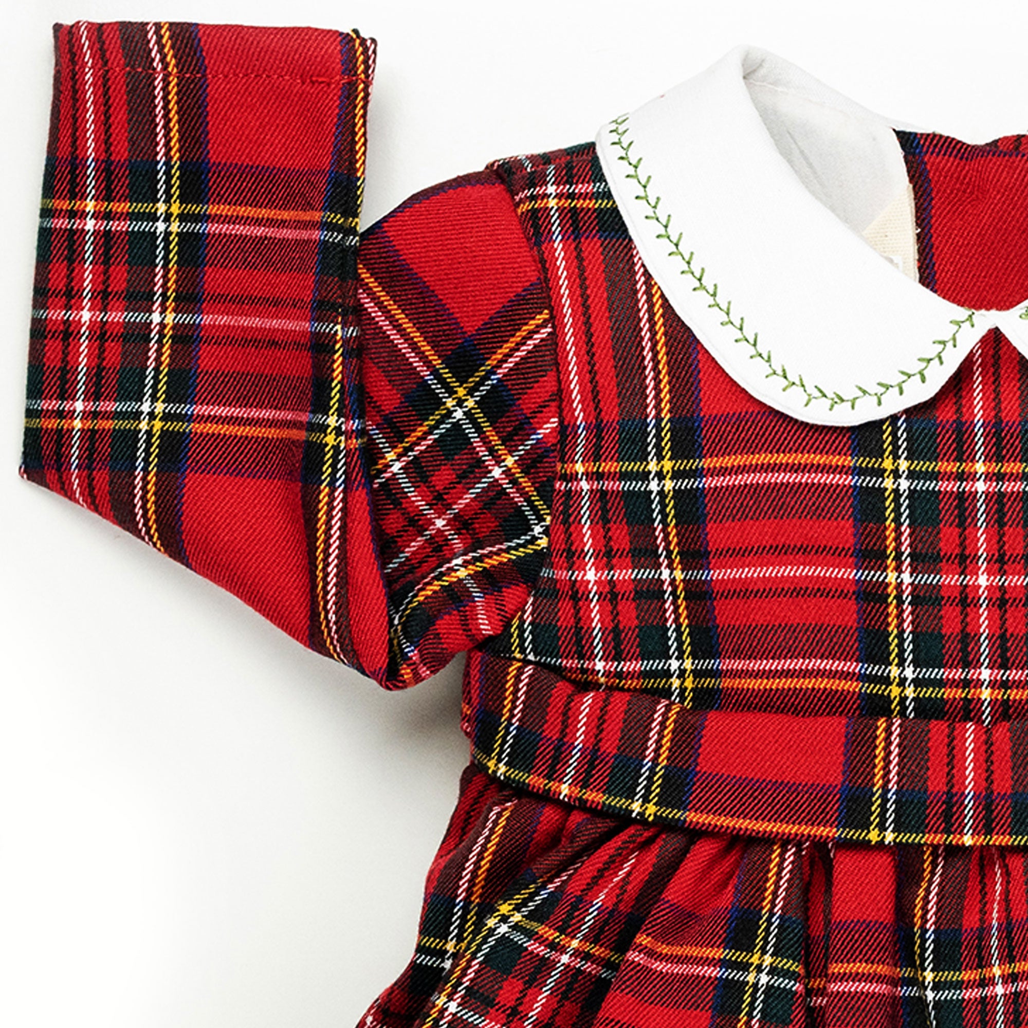 Vestito con colletto e manica lunga in  tartan rosso