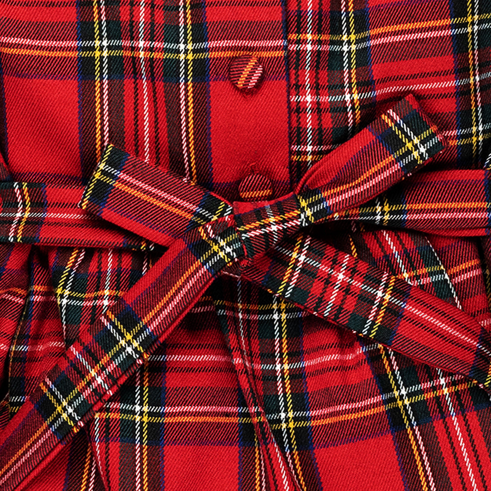 Vestito con colletto e manica lunga in  tartan rosso