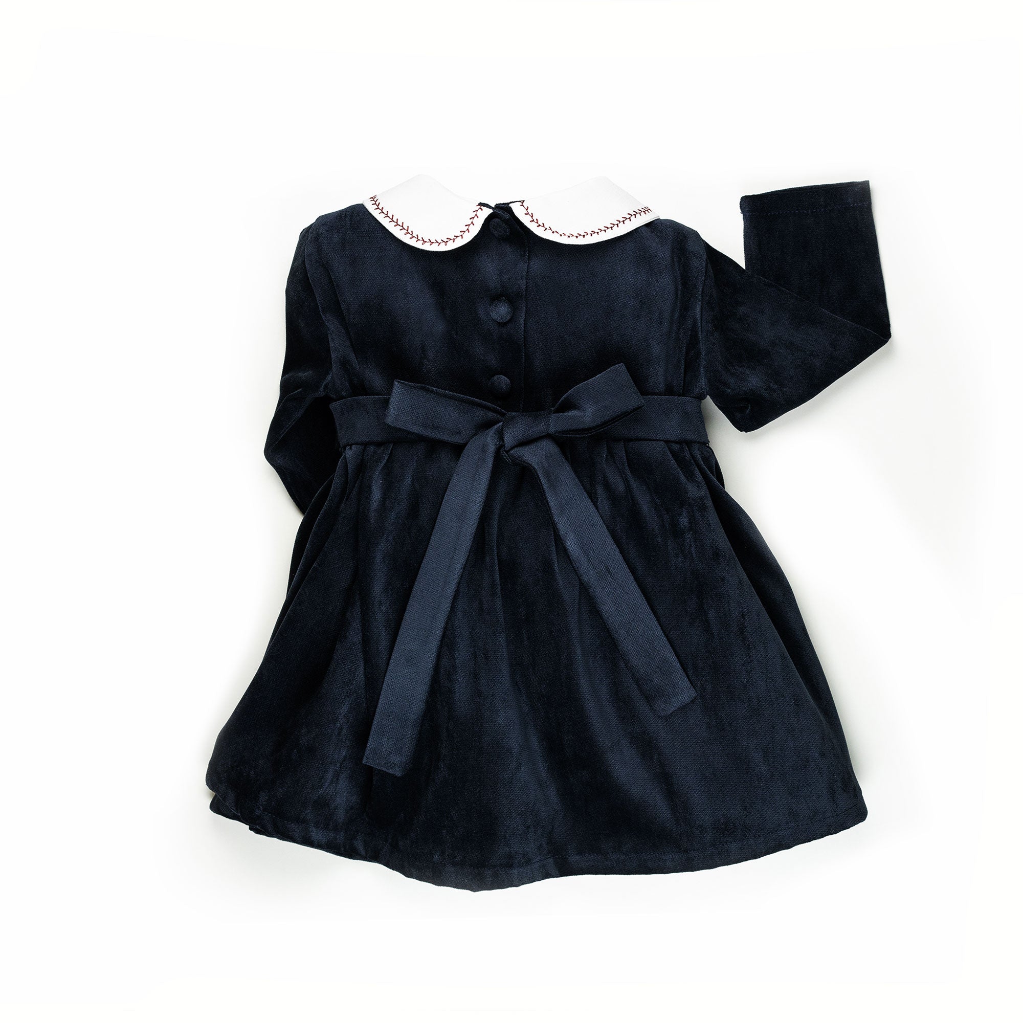 Vestito con colletto e manica lunga in  velluto blu