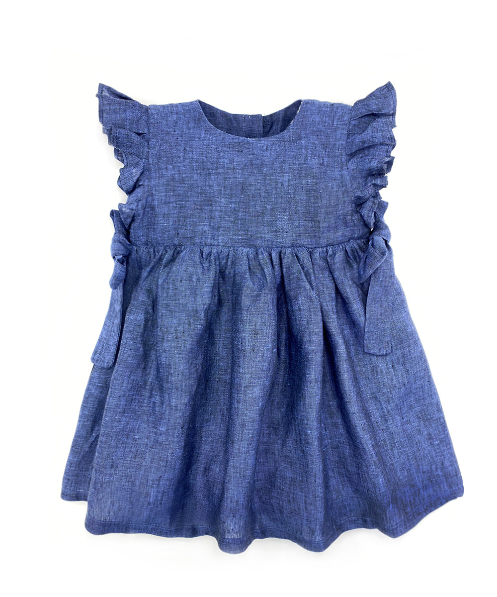 Vestito con manichetta volant blu