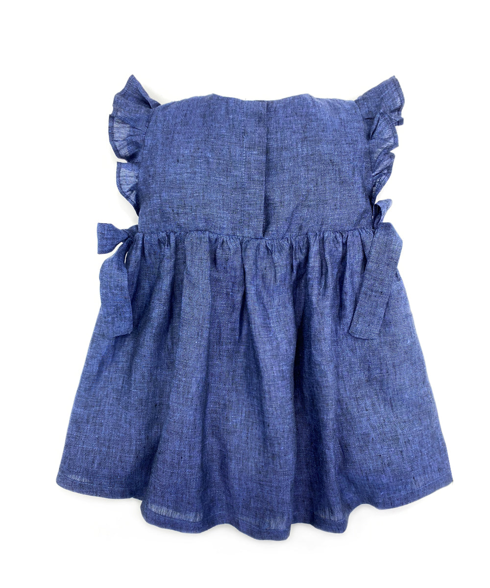 Vestito con manichetta volant blu