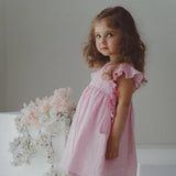 Vestito con manichetta volant rosa