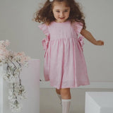Vestito con manichetta volant rosa