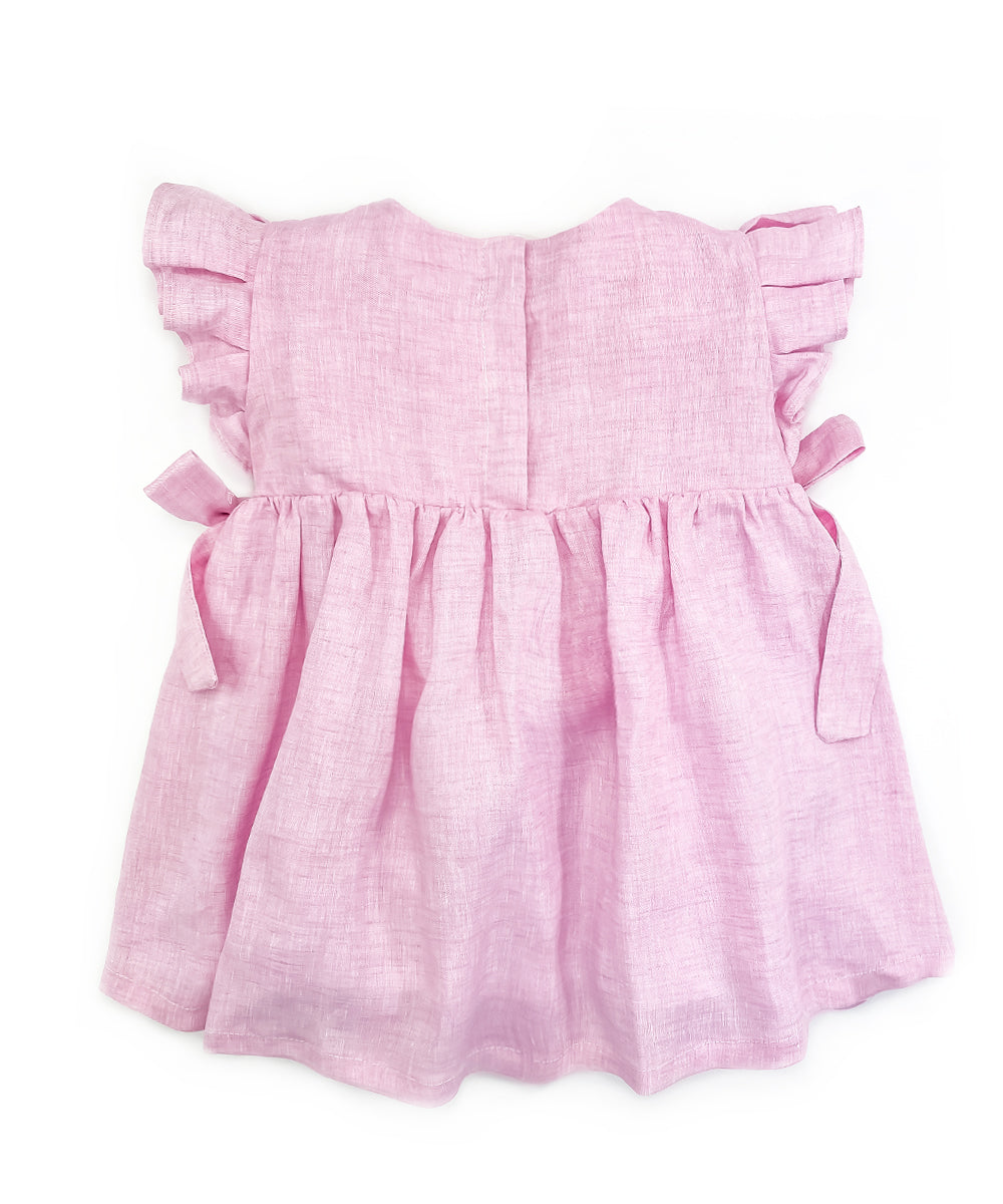 Vestito con manichetta volant rosa