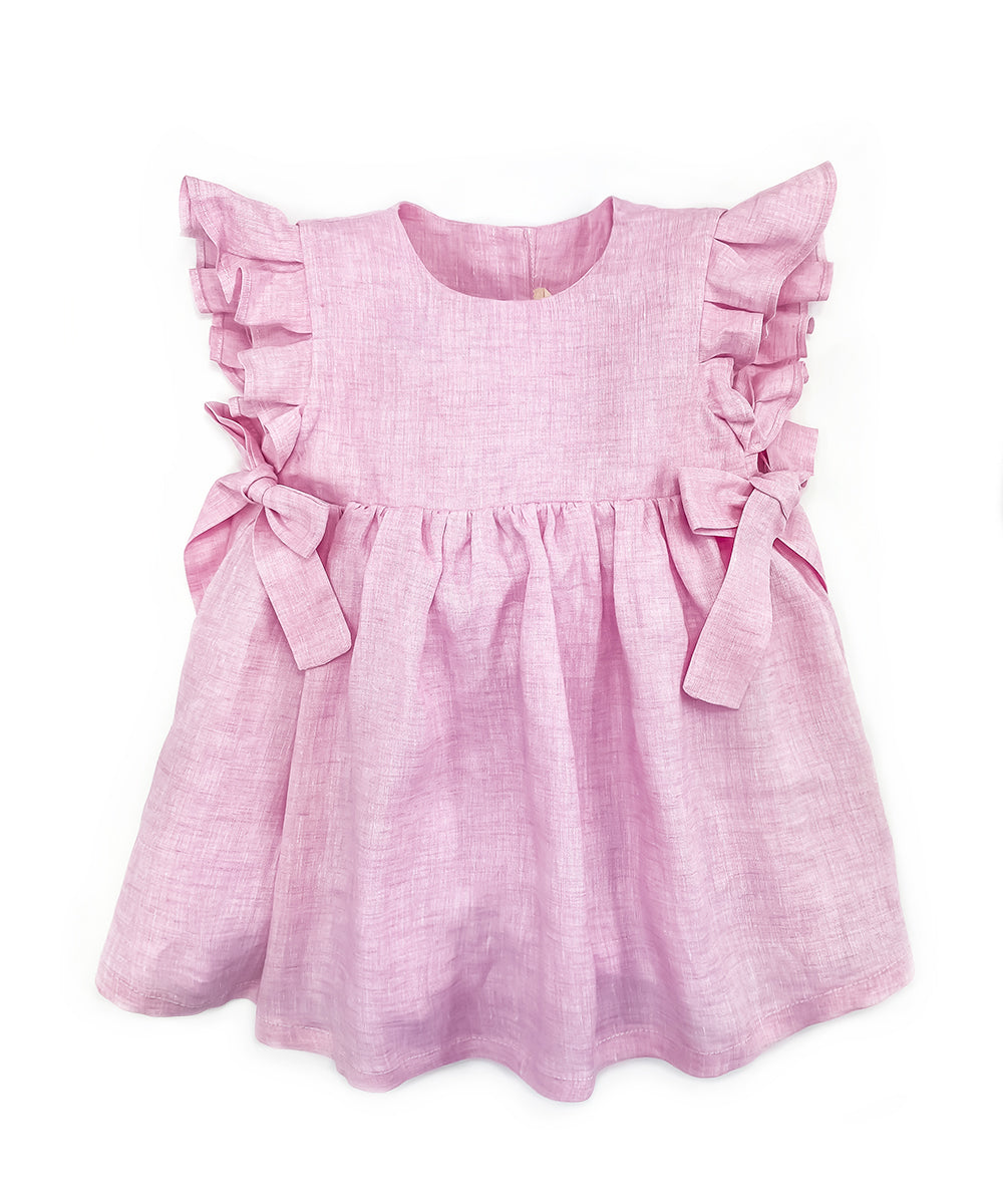 Vestito con manichetta volant rosa