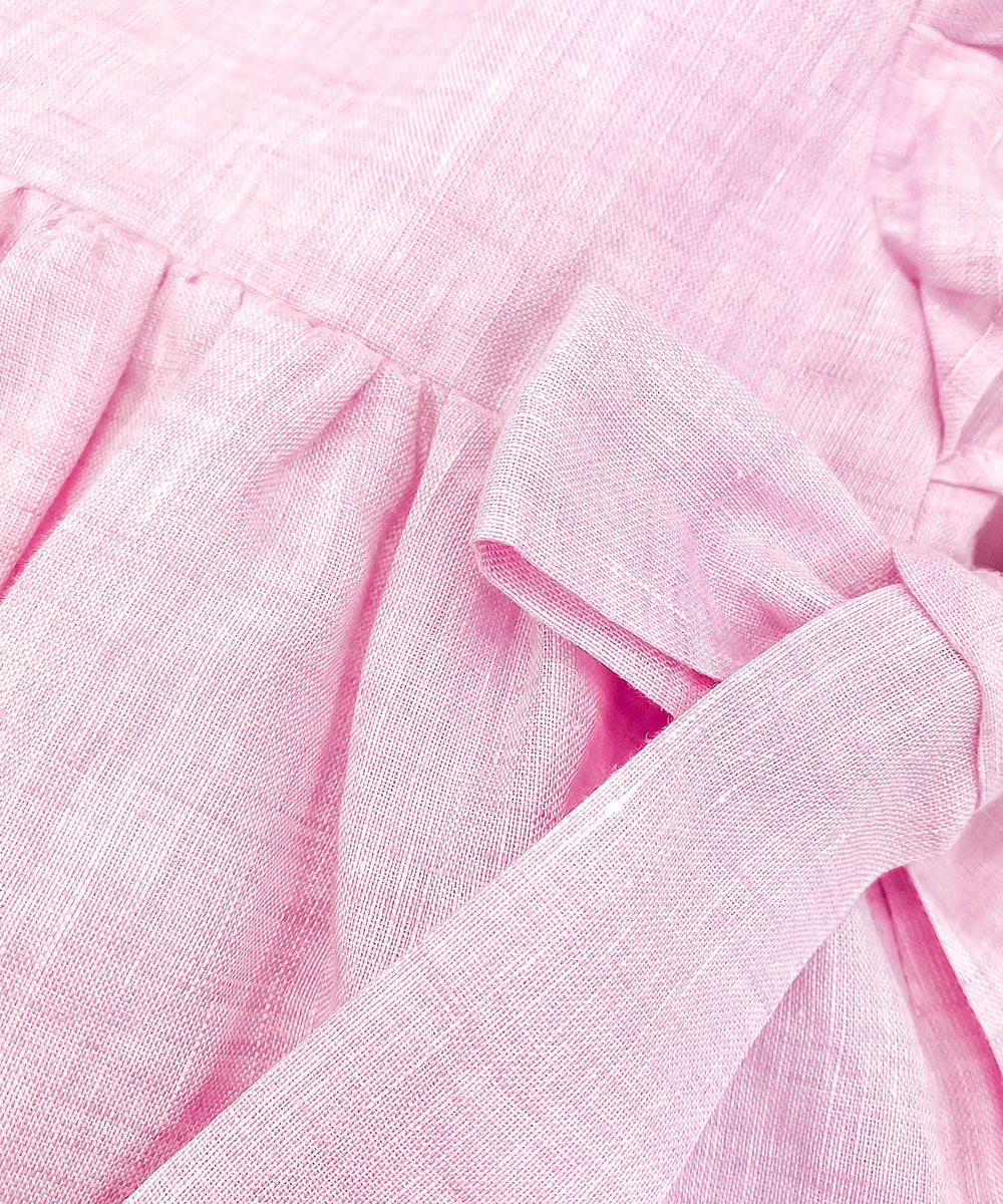 Vestito con manichetta volant rosa